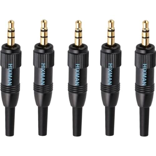 DIY 5pcs New 3.5mm 1/8‘’ Stereo Screw locking Audio Lock Connector for Sennheiser Sony Nady Audio2000S Mic Spare Plug Adapter