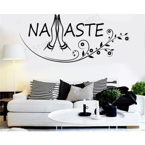 Art Wall Sticker Yoga Vinyl Art Removeable Poster Buddhism Hinduism Decoration Namaste Yoga Mural Sticker LY226