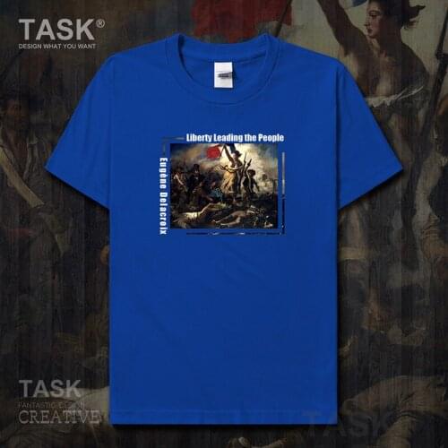 Personality fashion oil painting mens t-shirt Liberty Leading The People retro print Short sleeve clothes cotton summer casual