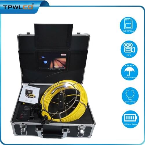 Pipe Camera 20-50M, 7inch Monitor Sewer Endoscope with DVR 8GB Card Drain Industrial Inspection Video Recorder 17mm Lens