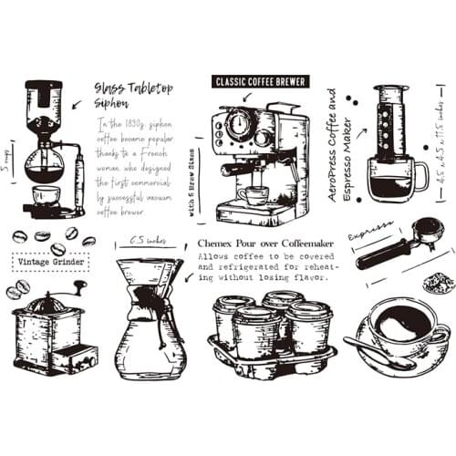 Classic coffee stamp Clear Stamp for Scrapbooking Transparent Silicone Rubber DIY Photo Album Decor