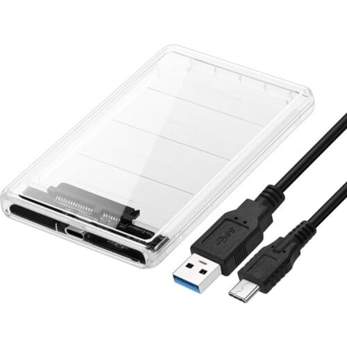 HDD Enclosure 5Gbps 2.5 inch Transparent HDD Case Type C to SATA External Hard Disk Drive SSD Enclosure Box 2TB UASP for PC