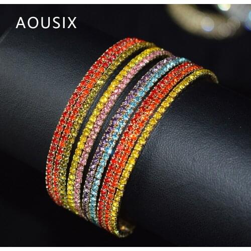 LuxuriNEW Rainbow Cuff Bangles for Women Statement Colored Diamonds Bracelets & Bangles Womens Female Cute Ladies Jewelry Gifts