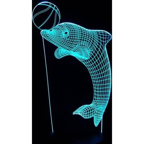 Foreign Trade Led Touch 3d Lamp Seven color Dolphin Table Desk Lamp Dolphin Penalty Gradual Change Table Lamp Lighting