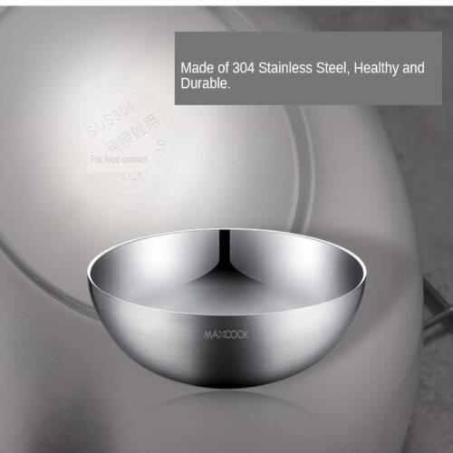 304 Stainless Steel Double Wall Mixing Bowl for Soup Salad Fruit Porridge Unbreakable Tableware Outdoor Hiking Picnic 8 Inch