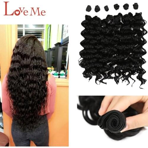 Love Me Brazilian Body Wave 28 Inches Hair Extensions 6Pcs/Lot Black Blonde Ombre Deep Wave Curly Synthetic Bundles Hairpiece