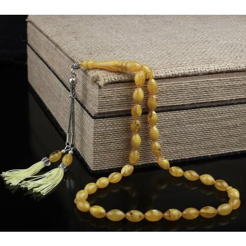 Natural Amber 925 Silver Tassel 33 Beads Pendant Prayer Beads Islamic Tasbih Rosary Men Women Meditation Jewelry From Turkey