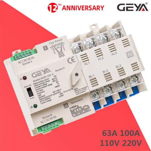 NEW GEYA W2R ATS 4P Mini ATS Automatic Transfer Switch Uninterrupted Power Switch 63A 100A 110V 220V Wire Gift
