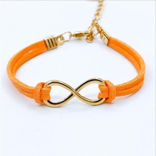 WholeSale 60pcs/lot Golden Infinity Leather Bracelet Lucky Friendship Birthday Gift