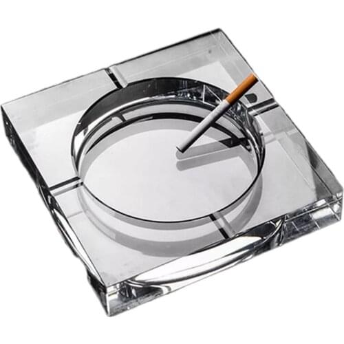 Crystal Glass Ash Tray Black/ Gold/Tranparent Square Shape Ashtray Cigar Smoking Accessory Household Office KTV Smoking Supply