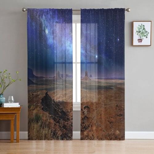 Desert Ravine Night Sky Curtain For Living Room Transparent Tulle Curtains Window Sheer For The Bedroom Accessories Decor
