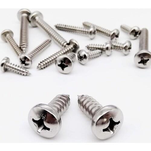 10/50pcs M1 M1.2 M1.4 M1.7 M2.2 M2.6 M3 M4 M5 M6 Mini 304 stainless steel Cross Phillips Pan Round Head Self tapping Wood Screw