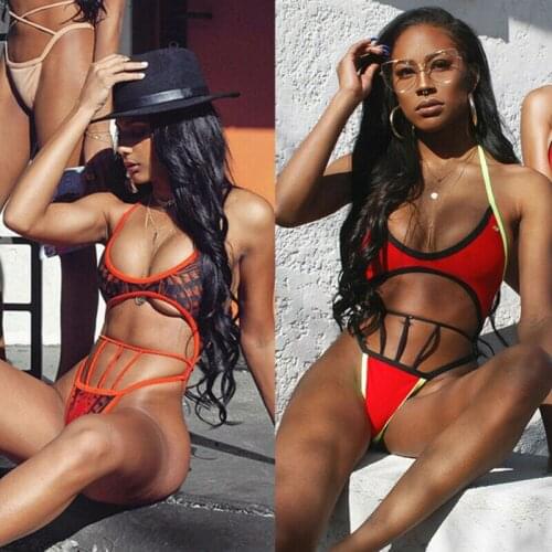 Sexy Summer Women Swimwear Bandage Bra Bikini Halter Thong Push-up Padded Bathing Swimsuit Beachwear Mujer Plus Size S-XXL