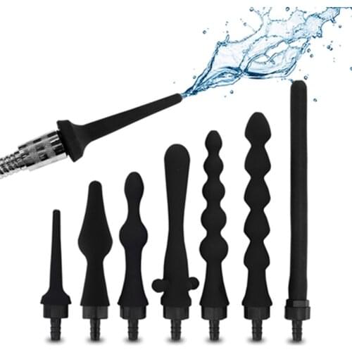 Shower Douche Vagina Cleaning silicone enema syringe system butt plug anal beads nozzles tip attachment sex toys