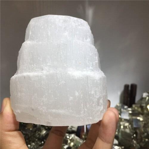 Special offer Energy stone natural stones and minerals white gypsum rough stone candlestick for home & party decoration