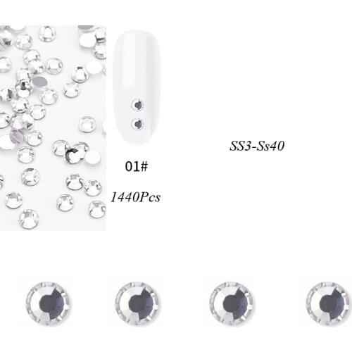 SS3-50 Clear Nail Art Rhinestone Decorations ss3-ss50 Flatback Charm Glass Gems Diamonds 3D Design Manicure Accessory