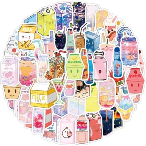 10/30/55pcs INS Style Cute Drink Cartoon Stickers Decals DIY Laptop Phone Guitar Luggage Fridge Car Waterproof Sticker Kids Toy