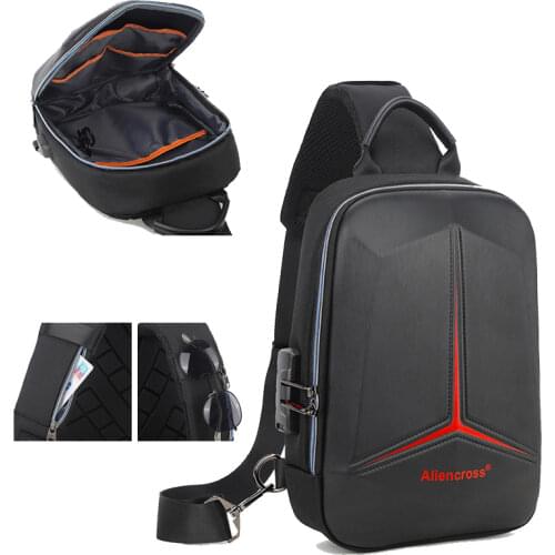 SUUTOOP Men PVC Multifunction USB Shoulder Bag Anti-theft Cross Body Sling Chest Bags Travel Messenger Pack Casual Pack For Male