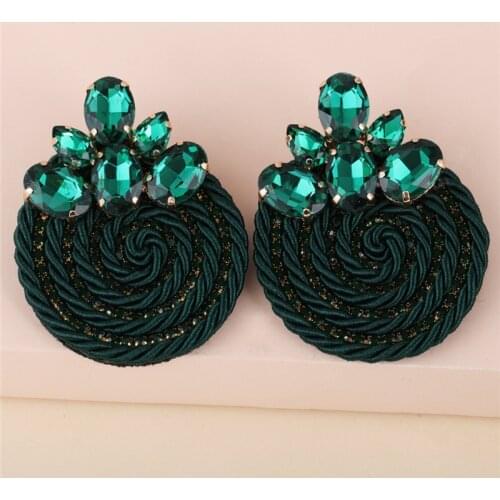 JUJIA Bohemian Handmade Drop Earrings For Women Unique Round Crystal Earrings Ethnic Statement Jewelry Gift Pendientes