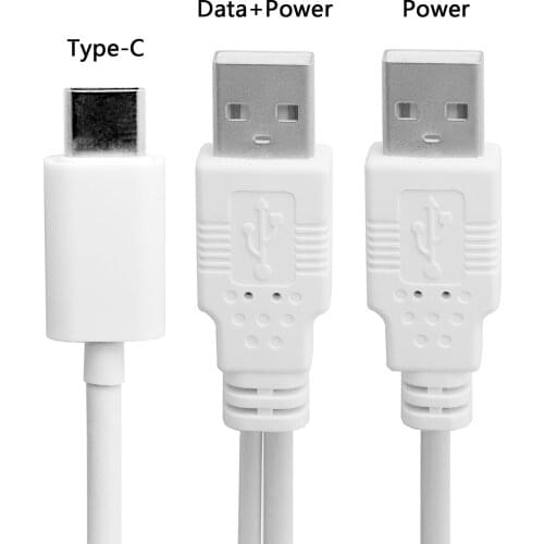 2 Port USB C Cable Adapter USB 3.1 Type C USB-C to Dual A Male Extra Power Data Y Cable for Cell Phone & Hard Disk