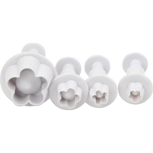 4 Pcs/set Flower Plunger Cutter Gum Fondant Cake Decorating SugarCraft Plunger mold Home Baking DiY