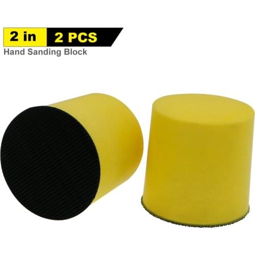 2 Inch Hand Sanding Block Polishing Pad Abrasive Tools, Hook and Loop Attachment (Pack of 2)