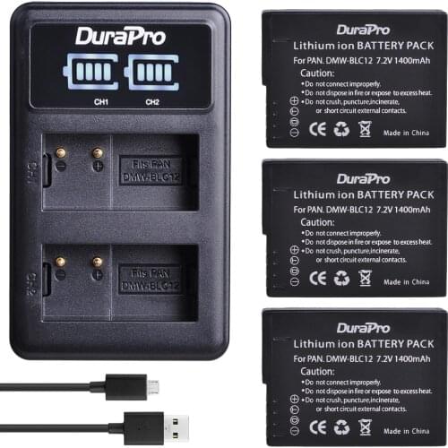 3X DMW-BLC12 BLC12 DMW-BLC12E DMW-BLC12PP battery + LED Charger For Panasonic Lumix DMC-G85, FZ200, FZ1000, G5, G6, G7, GH2, G8