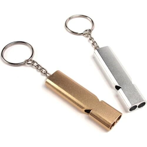 Aluminum Alloy Double Hole Survival Whistle High-frequency Camping Emergency Tools With Key Chain Whistle For Hiking