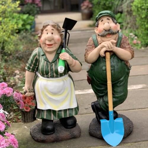 American Farm Gardener Character Resin Ornaments Courtyard Garden Lawn Sculpture Crafts Outdoor Park Villa Figurines Decoration
