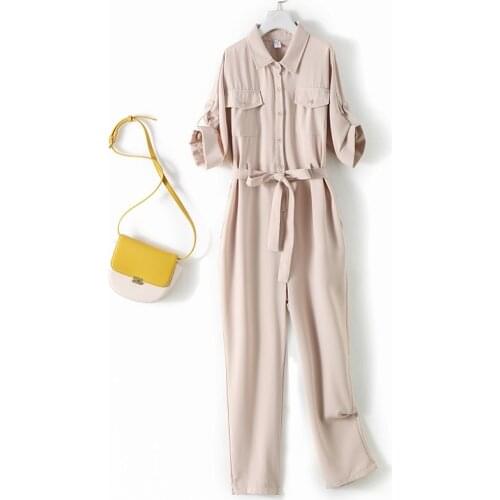 Bandage Jumpsuit Women 2021 Summer Short Sleeve Loose Office Overalls Female Casual Solid Color Lace Up Thin Jumpsuits Woman