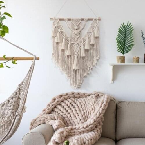 Boho Wall Hanging Macrame Tapestry for Living Room Bedroom Cotton Geometric Tassel Curtains Wall Cloth Home Decor Birthday Gift