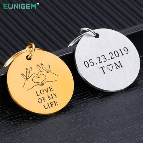 Special Fashion Initials Letters Personalized Keychain Custom with Date Key Chain for Boyfriend Girlfriend Valentines Day Gift