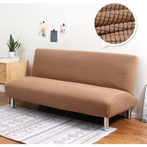 Solid Color Stretch Without Armrest Sofa Bed Cover All-inclusive Folding Sofa Cover Sofa Towel Couch Cover Protector Slipcover