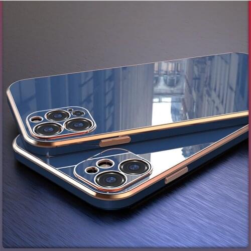 Luxury Plating Silicone Soft Case For 12 12Mini 11 Pro XS MAX XR X XSMAX 7 8 Plus Straight edge Silica gel Square Cover Coque