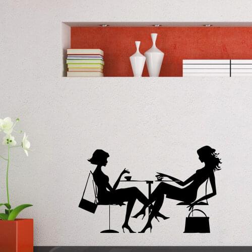 Restaurant Decor Vinyl People Relax Wall Sticker Removable Restaurant Window Sticker Coffee Tea Desogn Wall Art Decals AY765