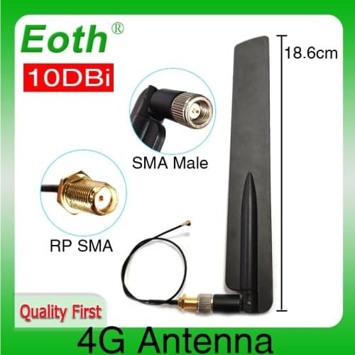 4G LTE Antenna 10dbi SMA Male Aerial 698-960/1700-2700Mhz antenne antena + 20cm RP-SMA U.FL IPX Pigtail Extension Cable