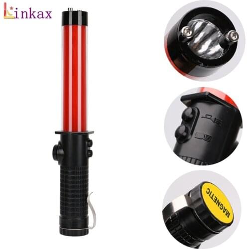 Traffic Safety Flashlight Powerful LED Lamp Torch Lantern Traffic Police Equipment Lamp By 3 X AA Battery Red Baton Light