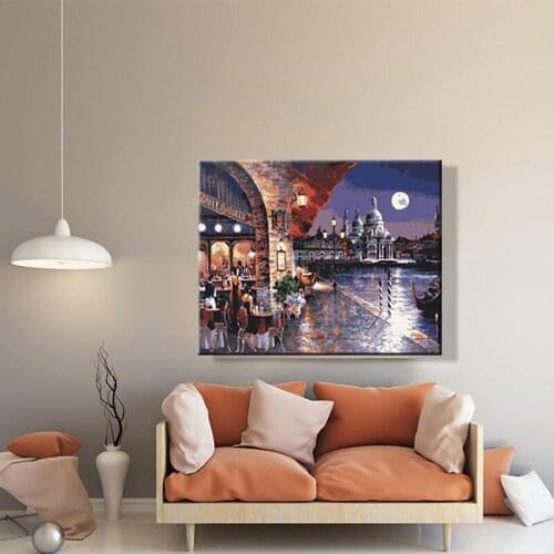 Paint by number art painting by numbers Architecture Scenery Artwork Living room decorative hanging pictures Handmade