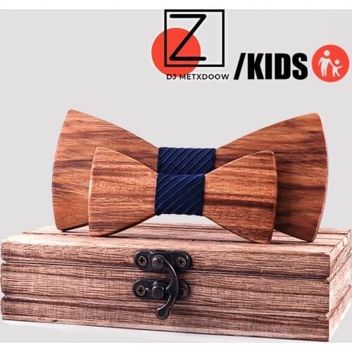 Parent-Child Bowtie Set Zebra wood Plaid Family Butterfly Party Dinner Wedding Design Cute Bow tie Strip Navy Blue Accessory