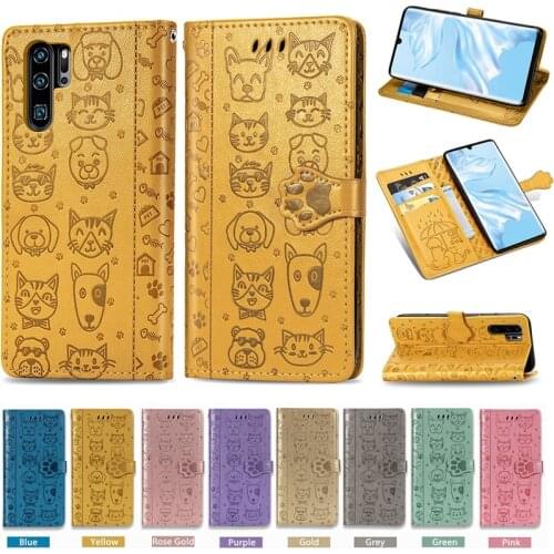 Cute Cat Dog Print Leather Case For Xiaomi Redmi Note 7 7A 8 8A 8T Pro K30 Cover Stand Flip Coque Note8 Note8T