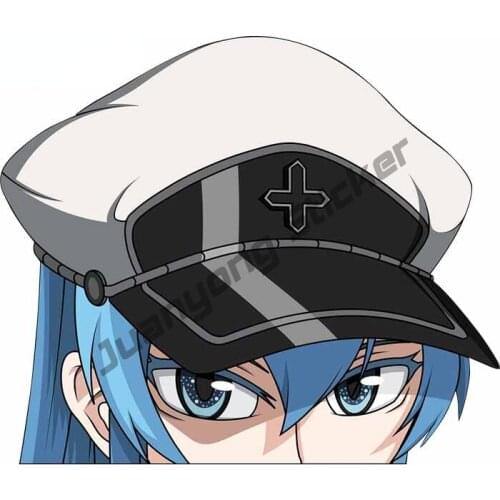 Creative Decals Akame Ga KILL Esdeath Peeker Car Stickers Waterproof Anime DIY Decal Graphics Vinyl Car Decoration PVC13x11cm