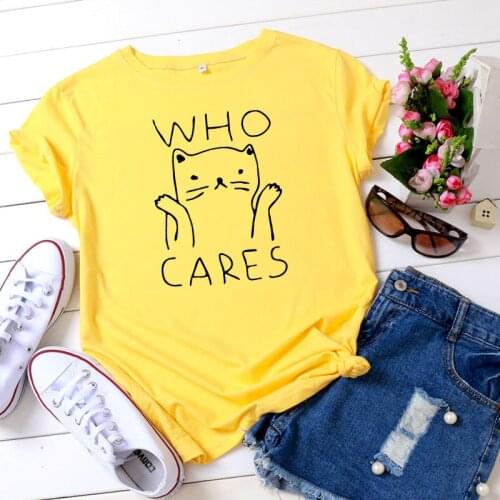 Summer Women T Shirt Cotton Female Short Sleeve Graphic Tshirts Funny Cat Print Casual Oversized Tops Tees Shirt