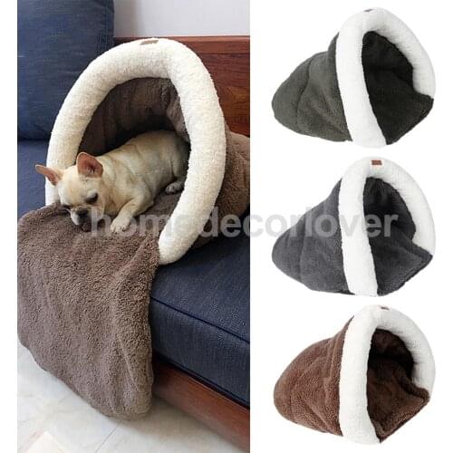 Pet Cat Dog Nest Bed Puppy Soft Warm Cave House Winter Sleeping Bag Mat Pad Cushion
