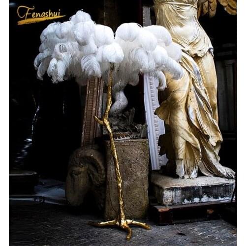 Nordic Ostrich Feather Floor Lamps for Living Room Modern Indoor Lighting Decor Standing Lamp Bedroom Feather Lamp Bedside Lamp
