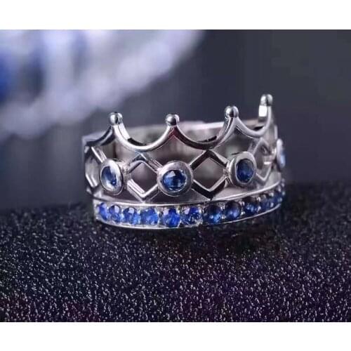 Blue Sapphire Couple Wedding Rings 100% 925 Sterling Silver Forever Love Romantic Lovers Finger Rings Jewelry