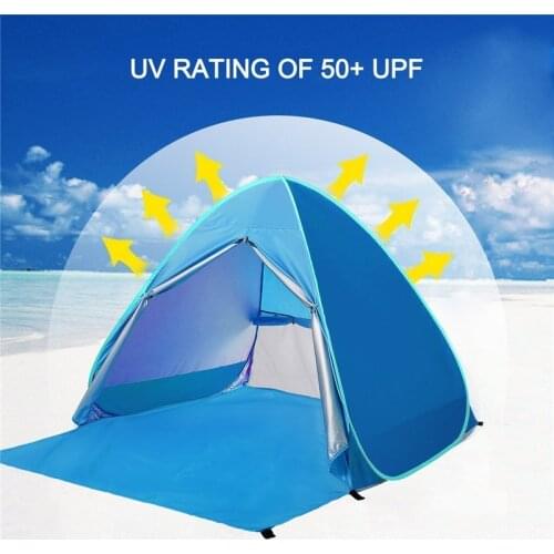 Beach Camping Tent Pop Up Automatic Open Family Ultralight Folding Tourist Fish Anti-UV Fully Sun ShadeTent 2-5 Persons XA164A