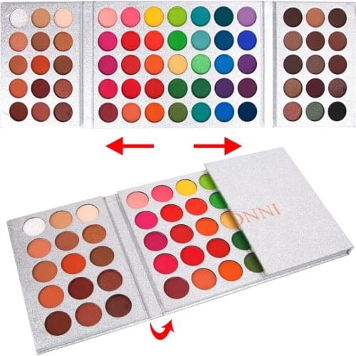 VERONNI New Makeup Eyeshadow Pallete Gorgeous Me 65 Colors Pressed Glitter Eye shadow Palette Color Board Palette