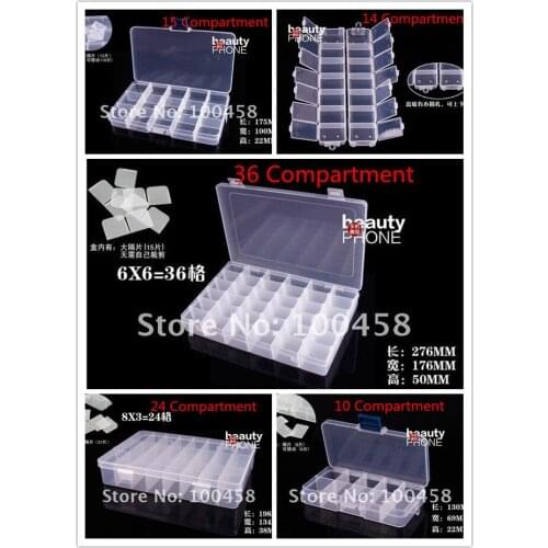 Adjustable Plastic 10/14/2436/ Compartment Storage Box Earring Jewelry Bin Case Container Removable Craft Box Free Shipping