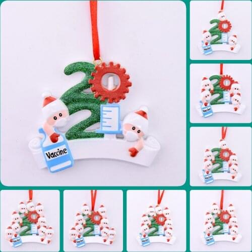 Handwritten Name DIY Resin Snowman Christmas Decoration 2021 Vaccine Vaccination Souvenir Christmas Tree Hanging Decoration