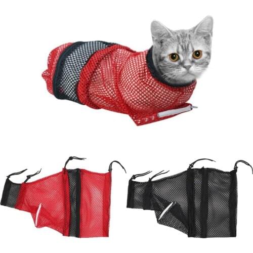 Mesh Cat Grooming Bath Bag Cat Supplies Cat Washing Shower Mesh Bags No Scratching Bite Restraint Nail Trimming